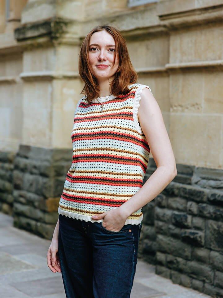 Woman in a stripey tank